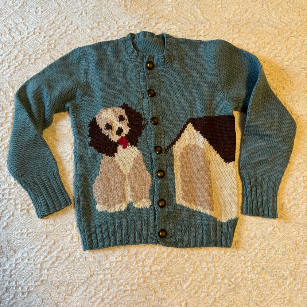 Vintage hand knit 50s sweater cardigan